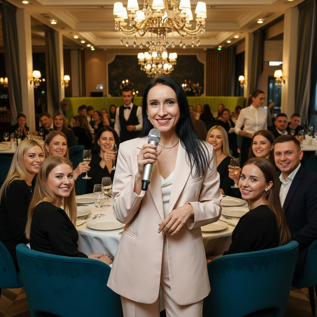 Логотип Организатор, ведущая Юлия Степанова